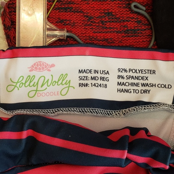 Lolly Wolly Pink and navy palazzo pant size Medium - Picture 3 of 3